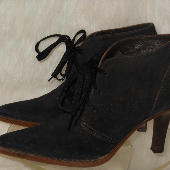 COACH BLACK SUEDE POINTED TOE LACE UP BOOTS SIZE 8.5 MEDIUM - Picture 5 of 7
